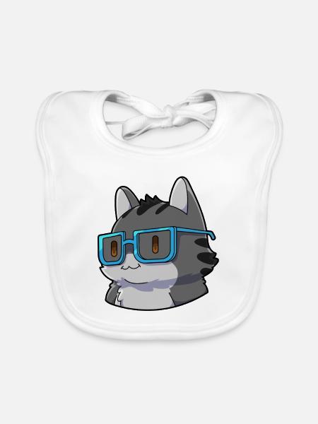  Mathe Katze Nerd - Baby Bio-Lätzchen - Weiß - Vorne