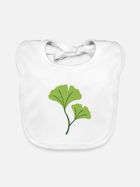 Ginkgo Pflanze Illustration Geschenkidee - Baby Bio-Lätzchen - Weiß - Vorne