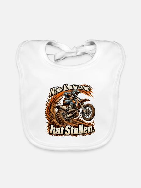 Motocross Enduro Offroad Fahrer Stollenreifen - Baby Bio-Lätzchen - Weiß - Vorne