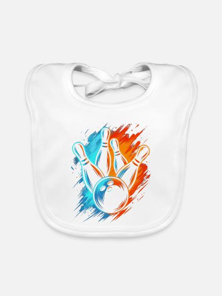 Bowlingkugel Herren Kinder Jungen Bowling - Baby Bio-Lätzchen - Weiß - Vorne