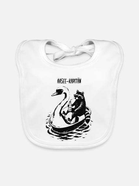 Aasee Kapitän Waschbär Schwan-tretboot - Baby Bio-Lätzchen - Weiß - Vorne