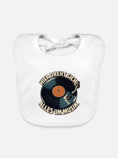 Vinylschallplatte: Alles dreht sich um Musik - Baby Bio-Lätzchen - Weiß
