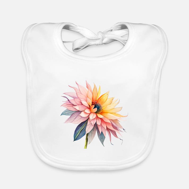Fleur colorée, aquarelle, aquarelle, Bavoir bio Bébé