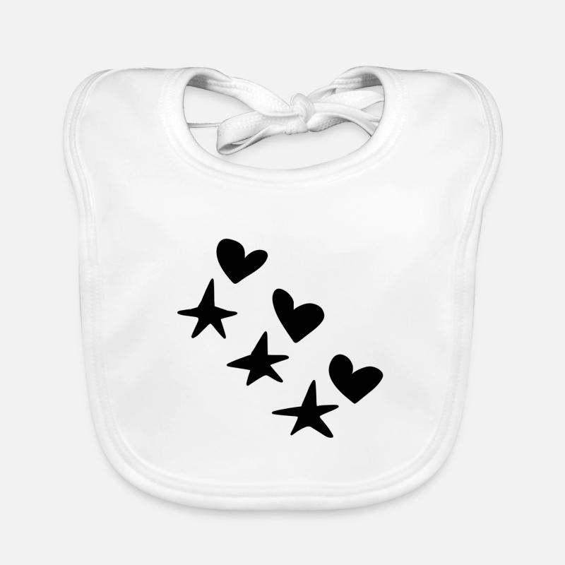 Hearts Stars Pattern Icon Organic Baby Bibs