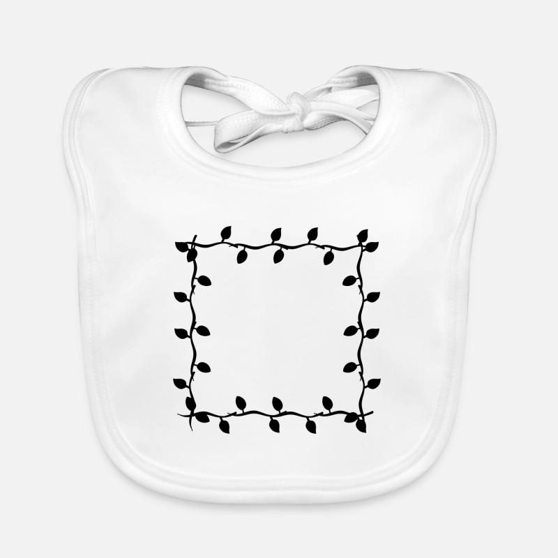Four Leaves Line Nature Frame Leaf Shape Organic Baby Bibs