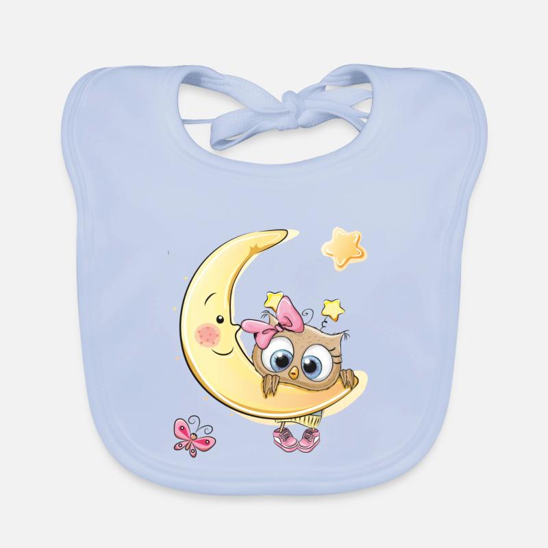 Bébé Hibou Lune Étoiles Bavoir bio Bébé