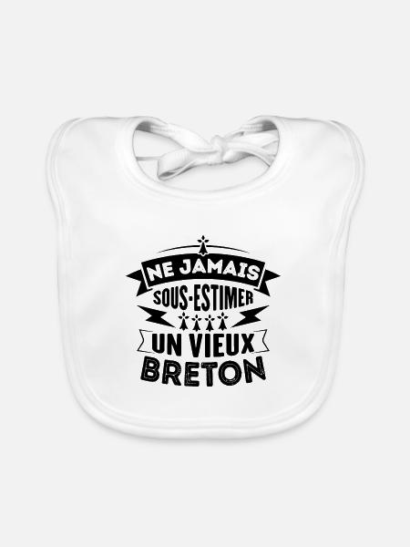 Ne jamais sous estimer un vieux Breton - Bavoir bio Bébé - blanc - Devant