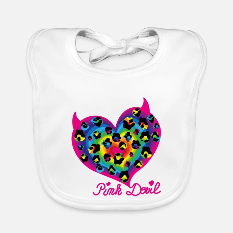 Pink Devil Heart Organic Baby Bibs
