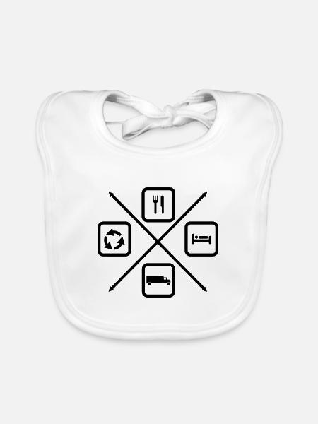 The life cycle of a truck driver - Organic Baby Bibs - white - Front