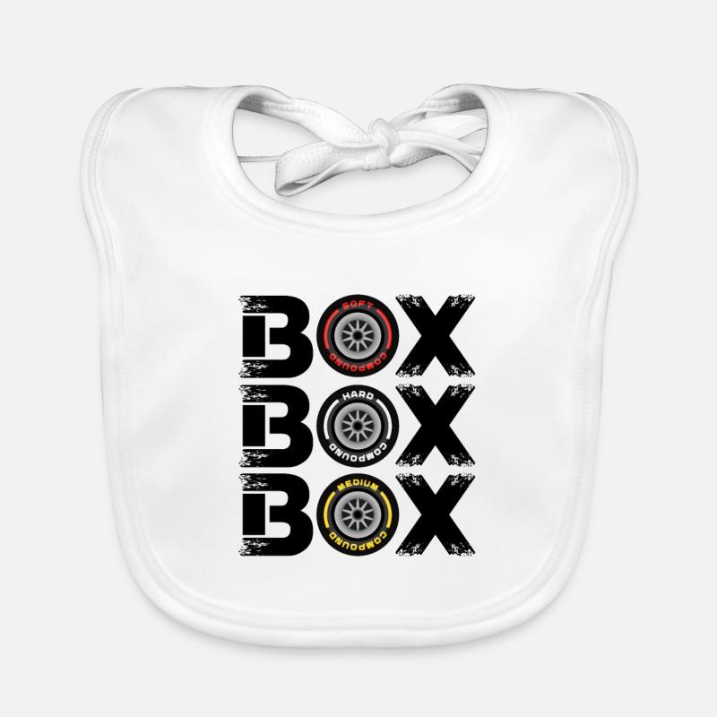 Box Box Box Grand Prix Tire Compound V2 Design - Bavoir bio Bébé - blanc