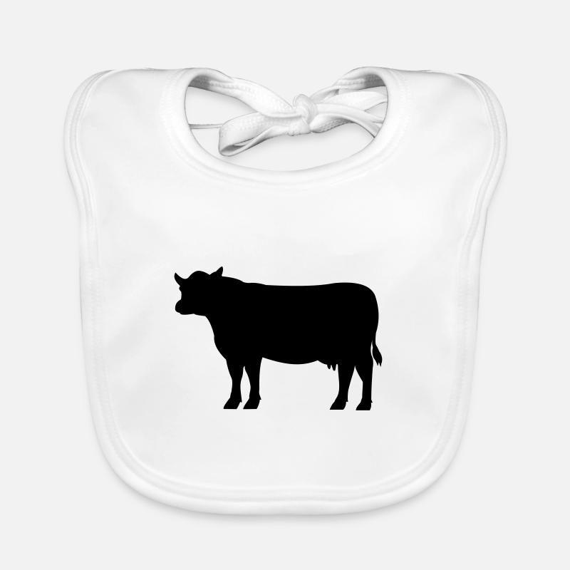 Vecteur de silhouette de vache - Bavoir bio Bébé - blanc