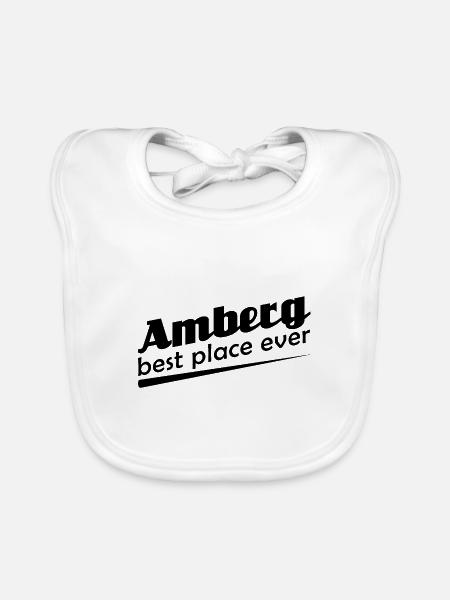 Amberg - Stadt best place ever - Baby Bio-Lätzchen - Weiß - Vorne