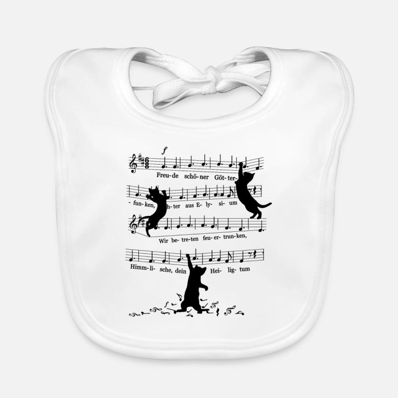 Cheeky Kitten Cats Beethoven 9th Symphony Notes Organic Baby Bibs
