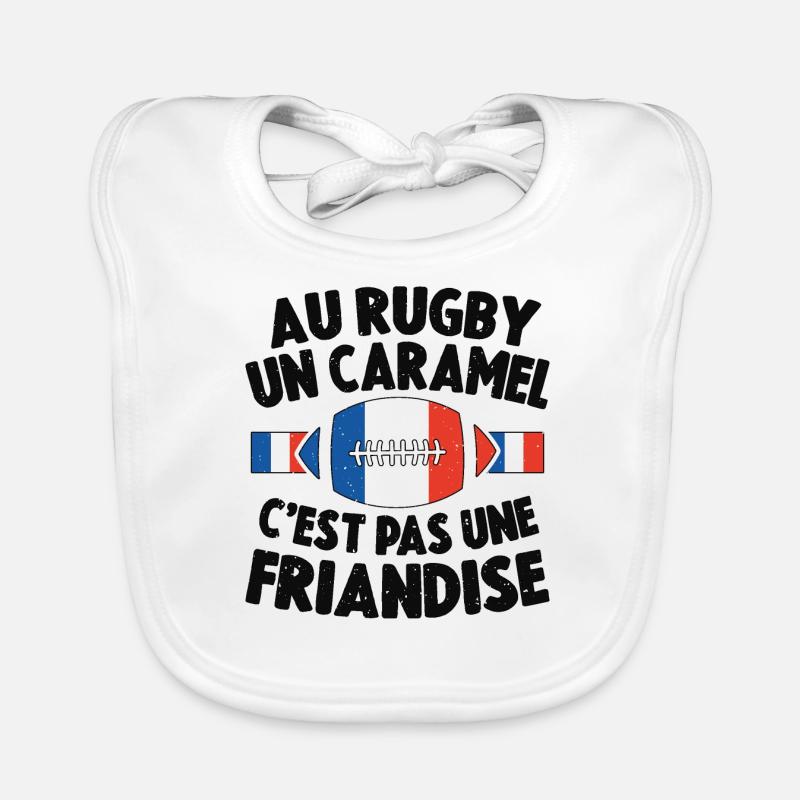 Au Rugby Un Caramel C'est Pas Une Friandise Bavoir bio Bébé