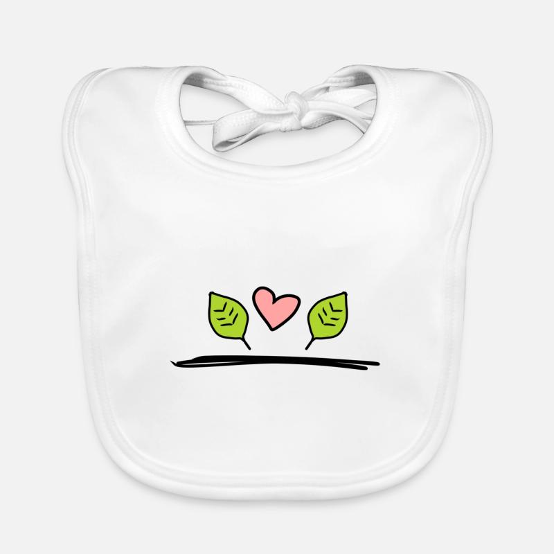 Two Leaves Leaf Heart Nature Symbol Organic Baby Bibs