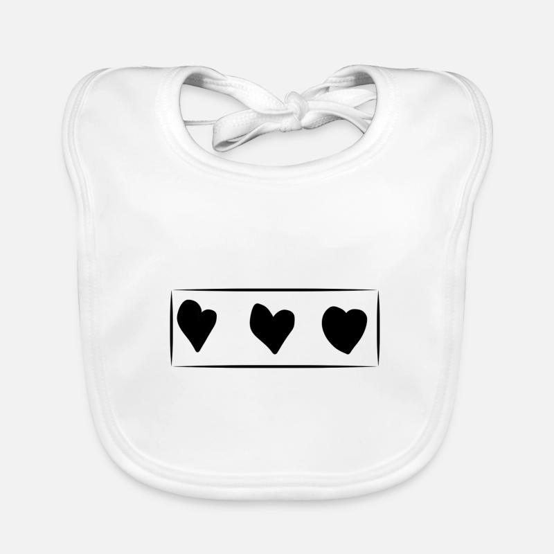 Three Hearts Heart Rectangle Love Organic Baby Bibs