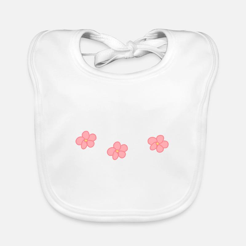 Trois fleurs fleur plante fleur rose fleur - Bavoir bio Bébé - blanc