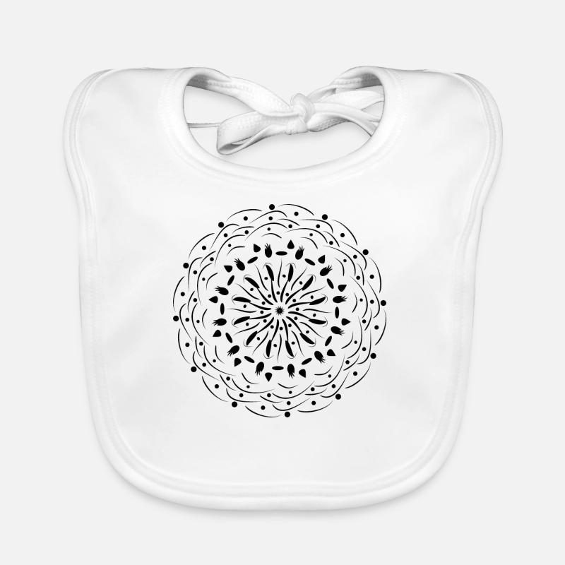 Rotating Flower in Black Pattern Gift Idea Organic Baby Bibs