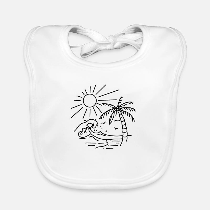 Beach sea sun palm trees Organic Baby Bibs