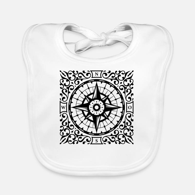 Compass ornaments Organic Baby Bibs
