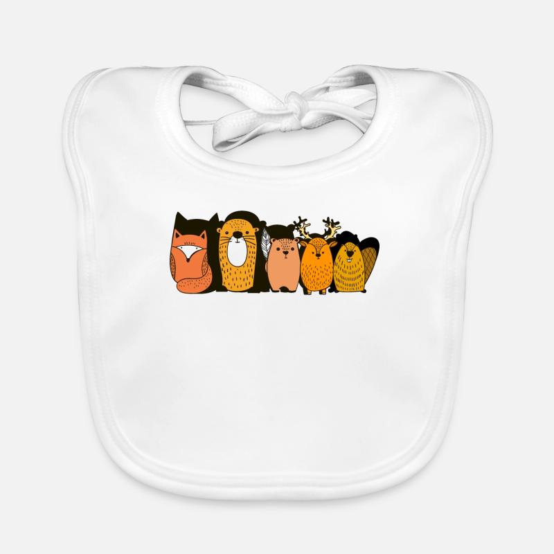Animaux de la forêt Idée cadeau - Bavoir bio Bébé - blanc