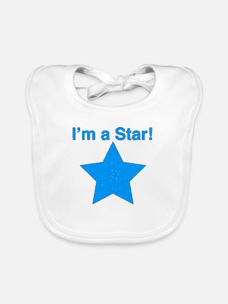 I'm a Star Blau - Baby Bio-Lätzchen - Weiß - Vorne