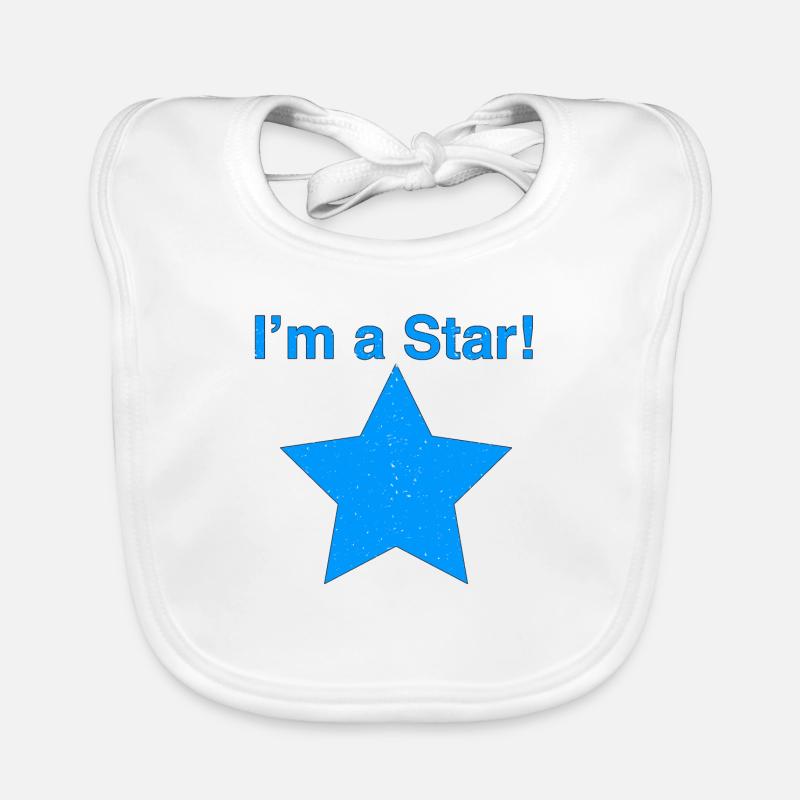 I’m a Star Bleu - Bavoir bio Bébé - blanc