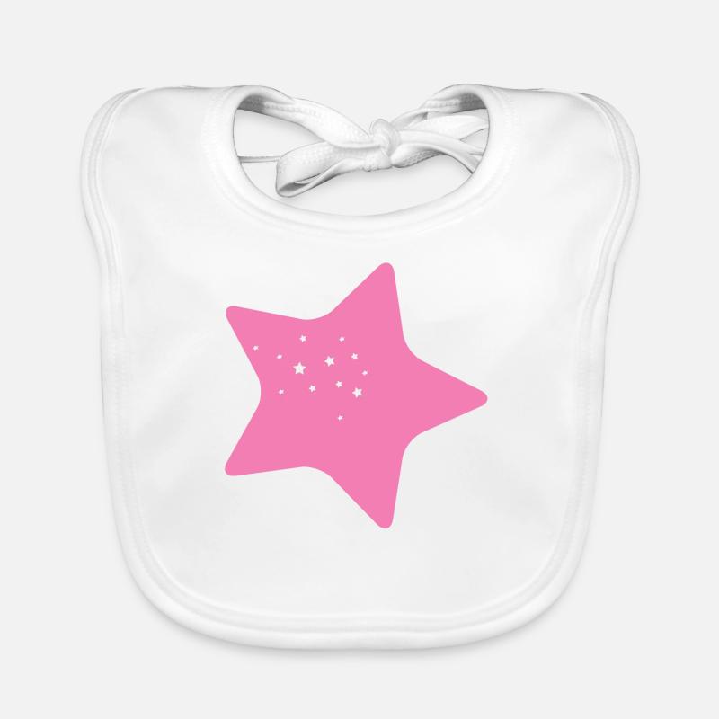 Pinker Stern - Baby Bio-Lätzchen - Weiß