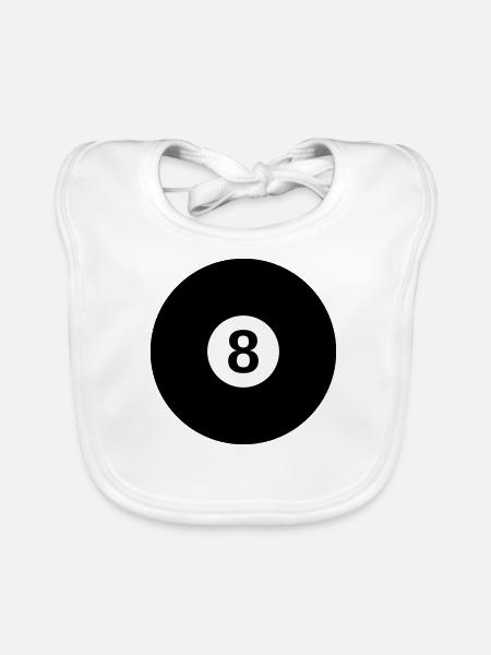 black billiard ball with the number 8 - Organic Baby Bibs - white - Front