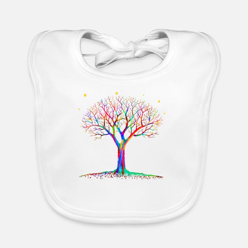 Magischer Baum - Psychedelische Kunst - Baby Bio-Lätzchen - Weiß