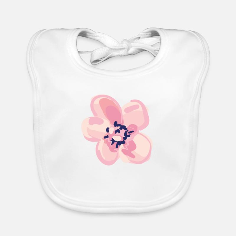 Fleur de printemps fleur d'été rose - Bavoir bio Bébé - blanc