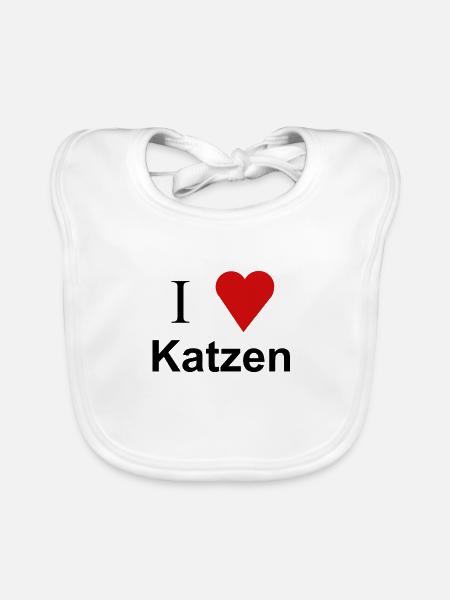 I love cats, I love cats - Organic Baby Bibs - white - Front