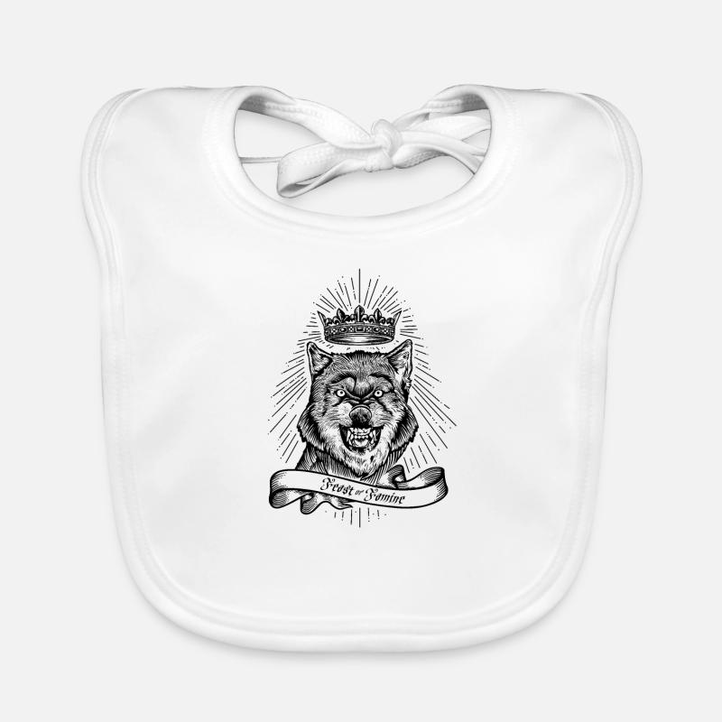 "Feast Or Hunger" Crowned Wolf Ekologisk babyhaklapp