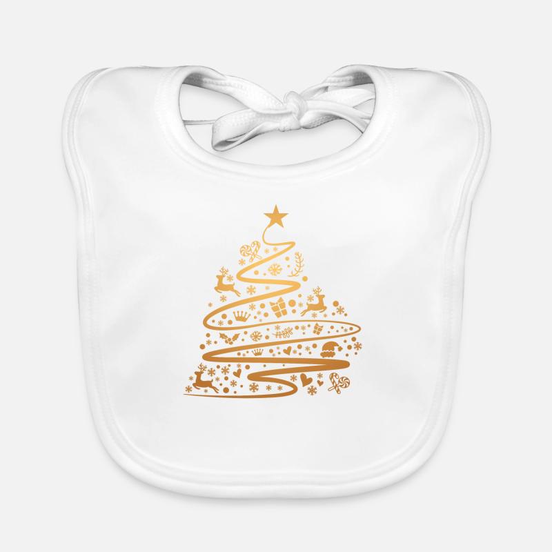 Xmas Tree Gold Organic Baby Bibs