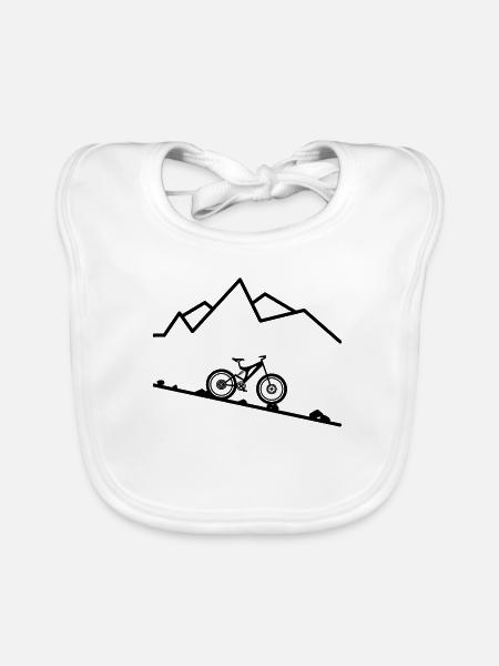 Für Mountain Biker / Geschenkidee - Baby Bio-Lätzchen - Weiß - Vorne