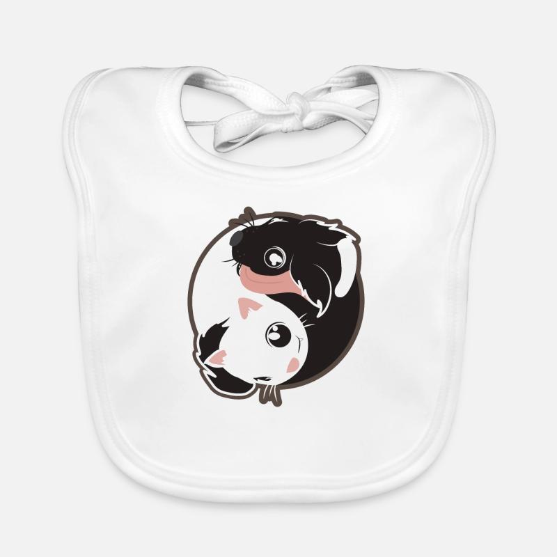 Yin Yang Katze Hund schwarz-weiß - Geschenkidee Baby Bio-Lätzchen