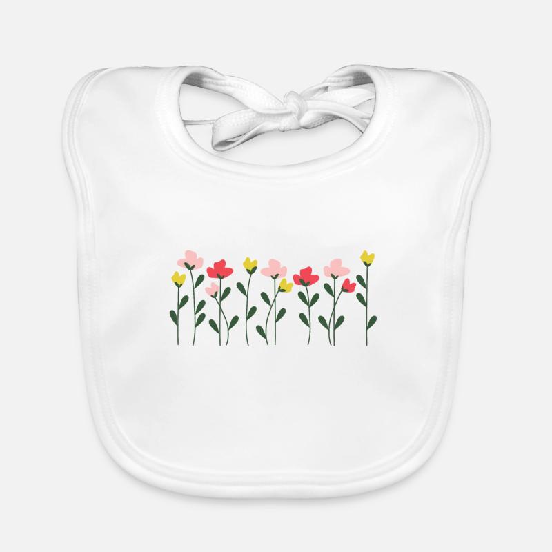 Nature design - pré de fleurs - Bavoir bio Bébé - blanc