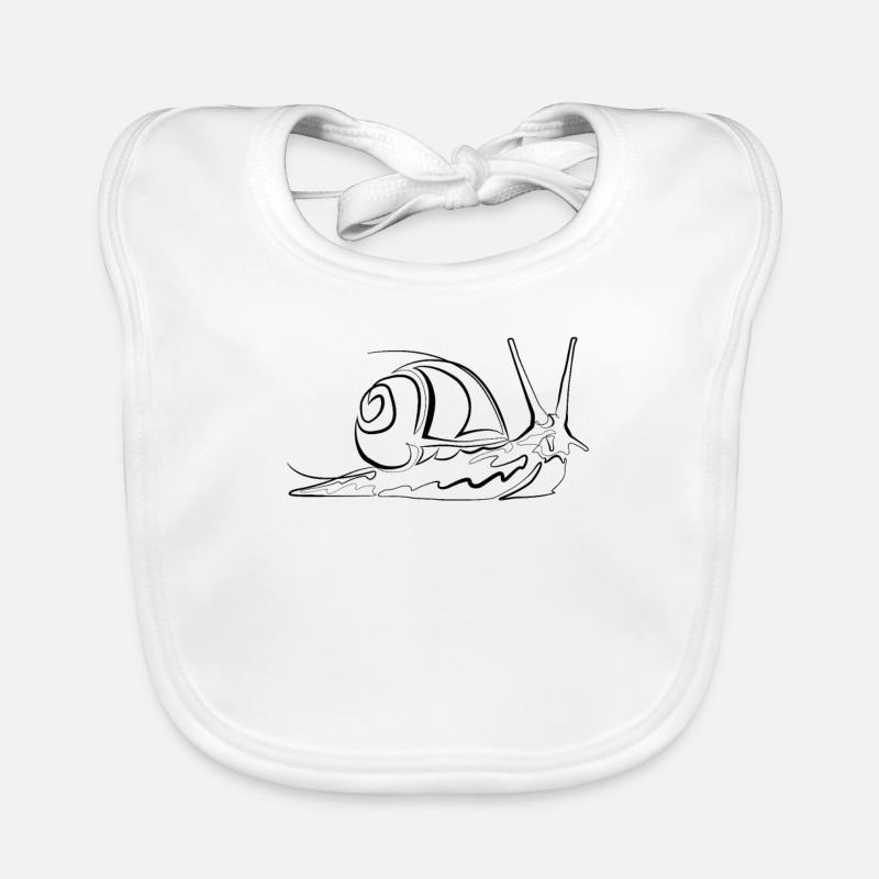 Snail - one line drawing Organic Baby Bibs