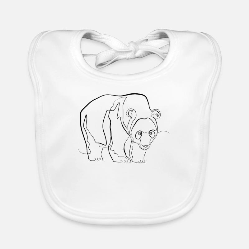 Panda Bär Tiermotiv - one line drawing Baby Bio-Lätzchen