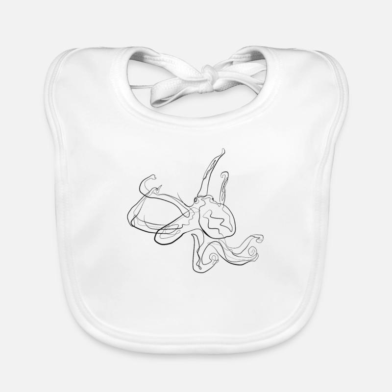Tintenfisch - one line drawing - Baby Bio-Lätzchen - Weiß