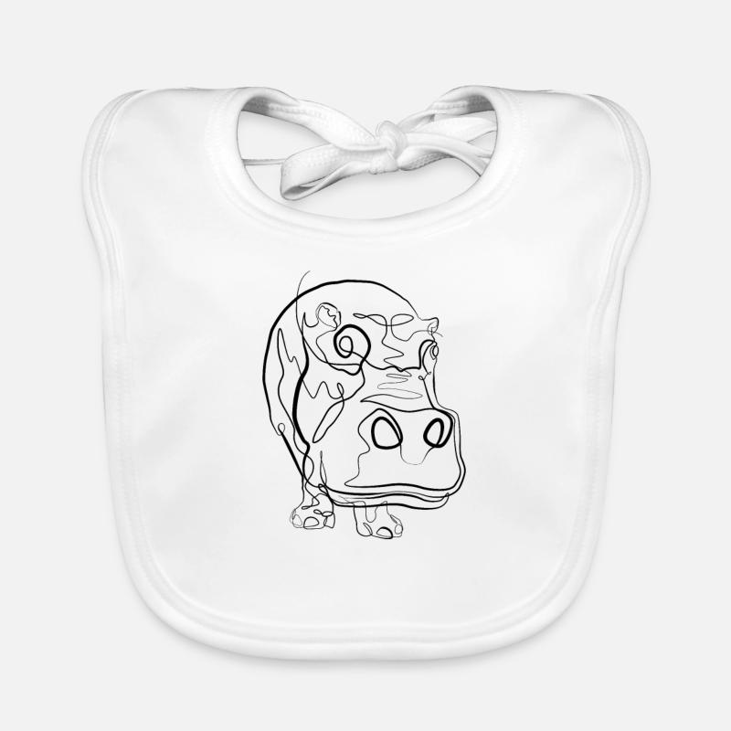 Nilpferd - one line drawing Baby Bio-Lätzchen