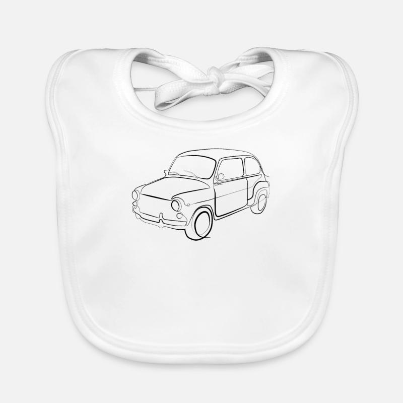 Car Oldtimer - one line drawing Organic Baby Bibs