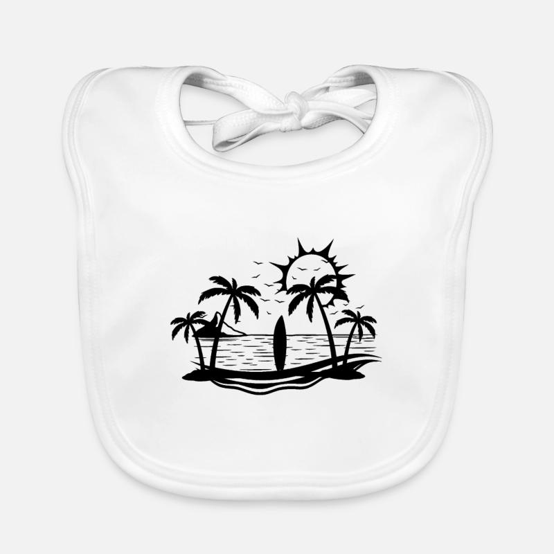 surfeur plage surfeur vacances vintage - Bavoir bio Bébé - blanc