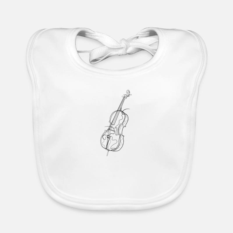 Violoncelle - dessin au trait - Bavoir bio Bébé - blanc