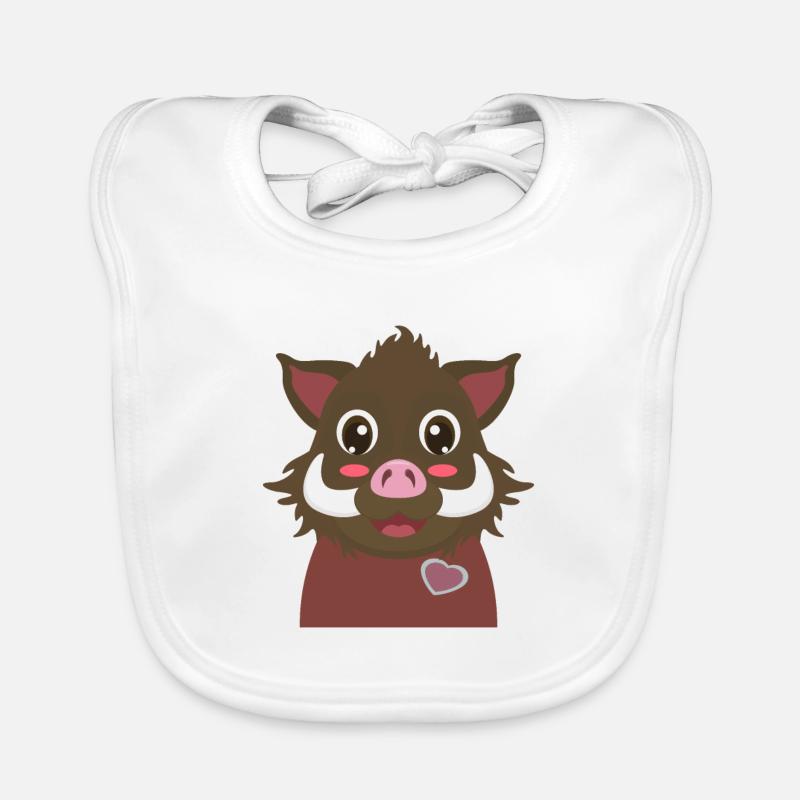 Wildschwein Comic - Baby Bio-Lätzchen - Weiß