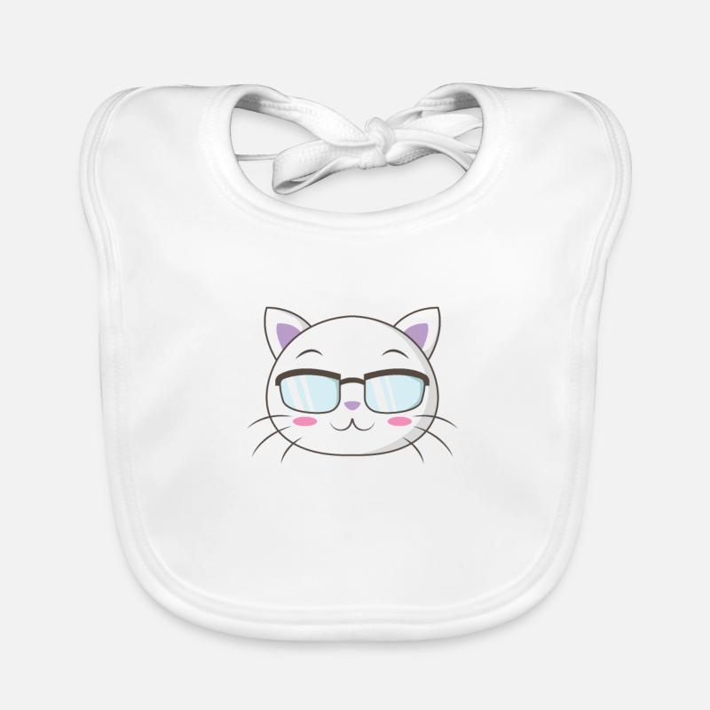 Nerd cat with nerd glasses Organic Baby Bibs