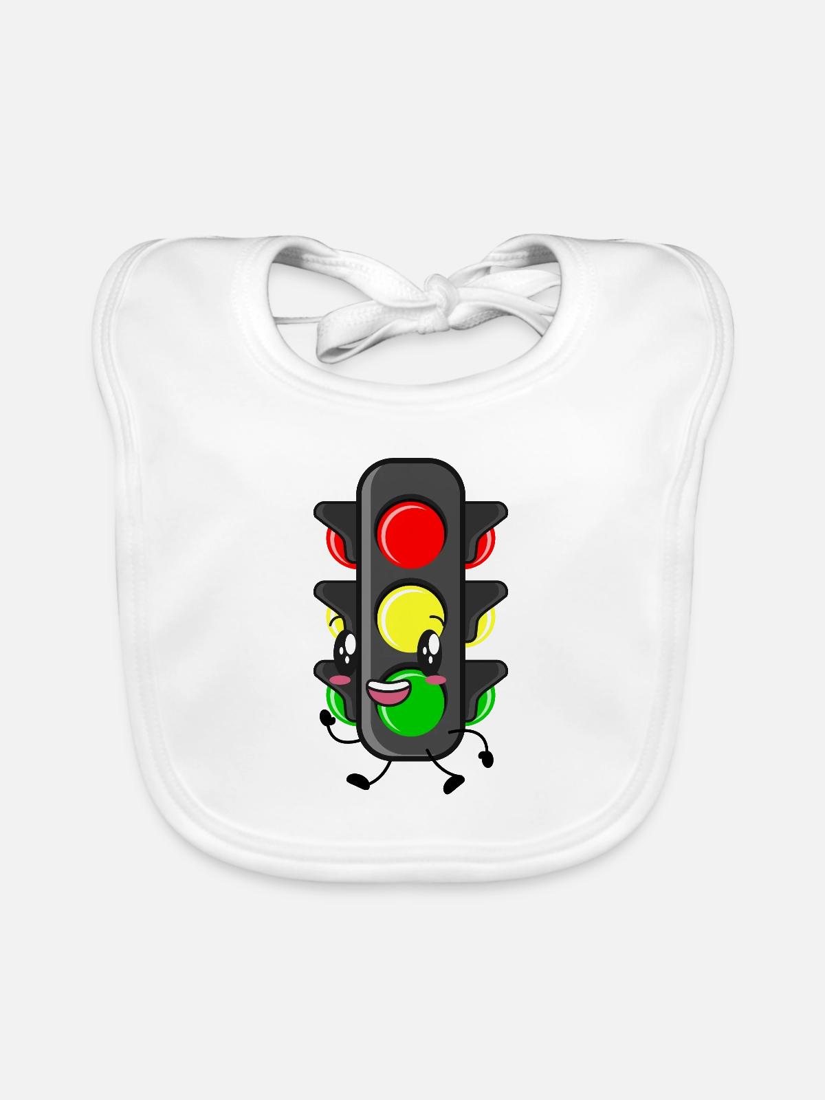Ampel Führerschein - Baby Bio-Lätzchen - Weiß - Vorne