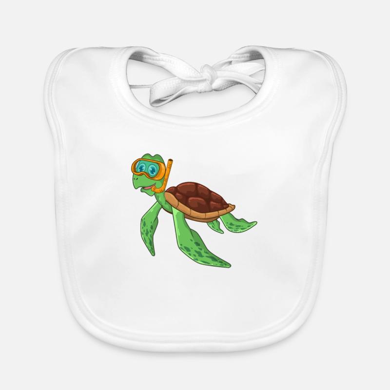 Tortue Plongée Plongeur Bavoir bio Bébé
