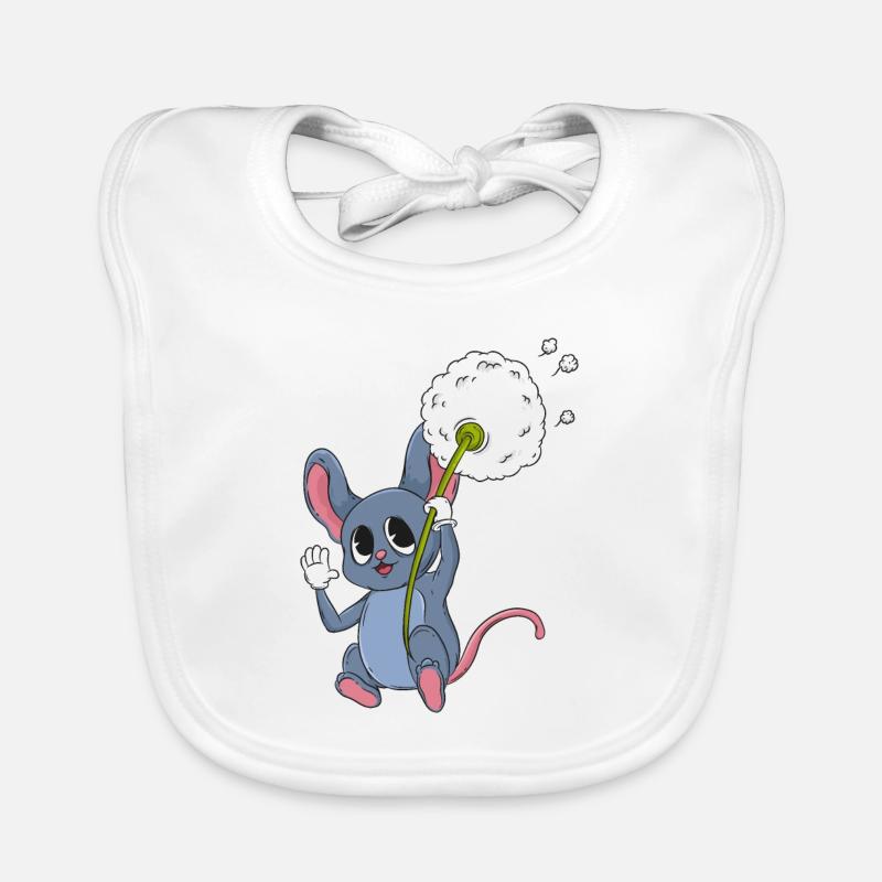 Mouse with dandelion Organic Baby Bibs