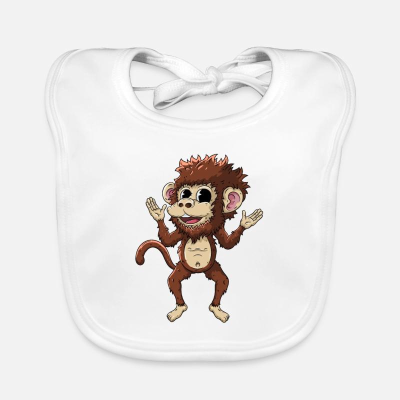 Affe - Baby Bio-Lätzchen - Weiß